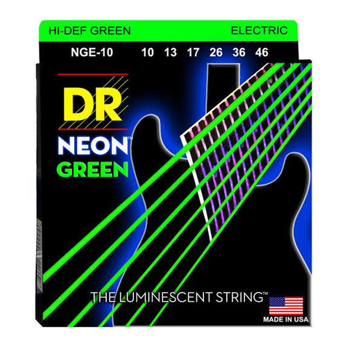 DR Strings NGE-10 Hi-Def Neon Green K3 Coated Electric Guitar Strings 10-46
