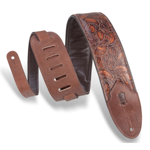 Levy's M4WP-006 3" Embossed Leather Guitar Strap - Geranium Whiskey