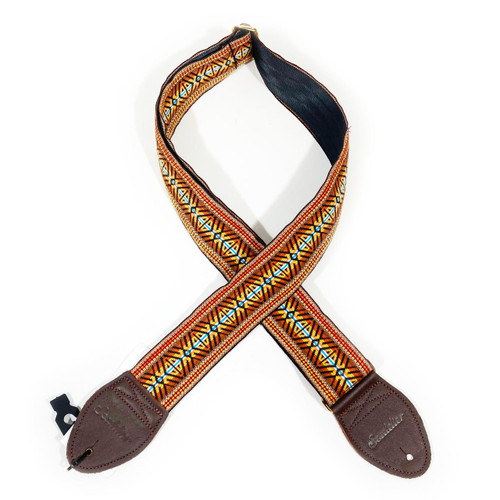 Souldier "Buffalo Souldier" Guitar Strap CCM Exclusive Pattern - Black with Warm Brown Ends