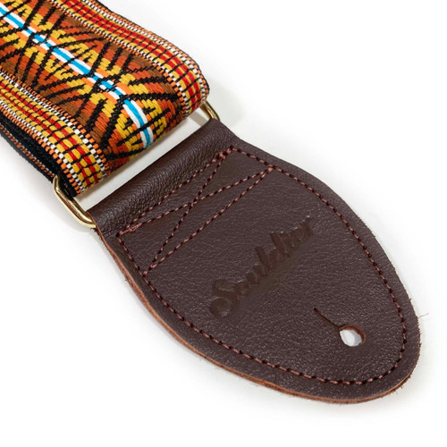 Souldier "Buffalo Souldier" Guitar Strap CCM Exclusive Pattern - Black with Warm Brown Ends