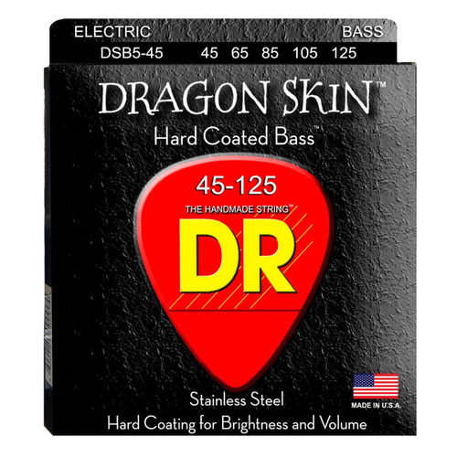 DR Dragon Skin Clear Coated 5-String Bass Strings Medium 45-125