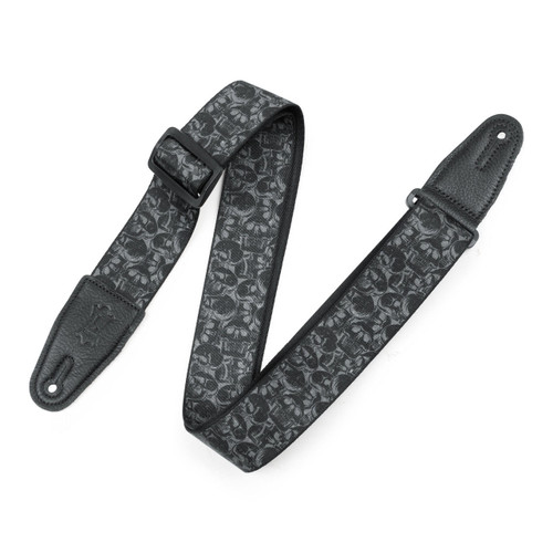 Levy's MPD2-111 2" Polyester Guitar Strap - Black & Grey Skulls
