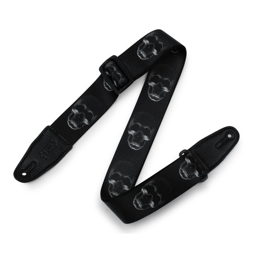 Levy's MPD2-112 Polyester Guitar Strap - Black & White Skulls