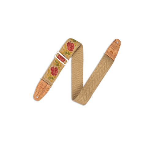 Levy's MH8P-009 2" Vegan Hemp Guitar Strap - Pink & Red Rose Motif