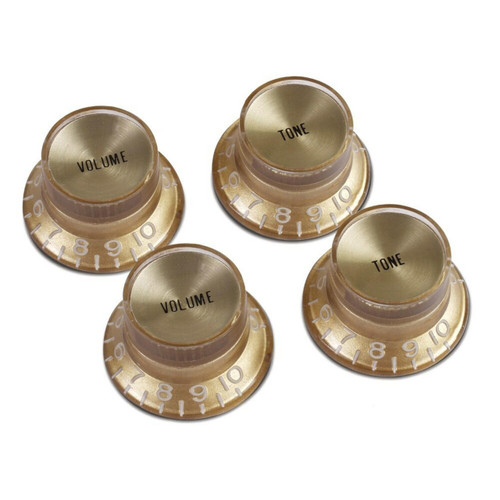 Gibson Top Hat Knobs with Gold Metal Insert - Aged Gold 4 Pack