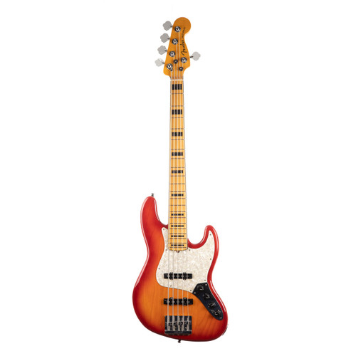 Used Fender American Ultra Jazz Bass V Plasma Red Burst 2020