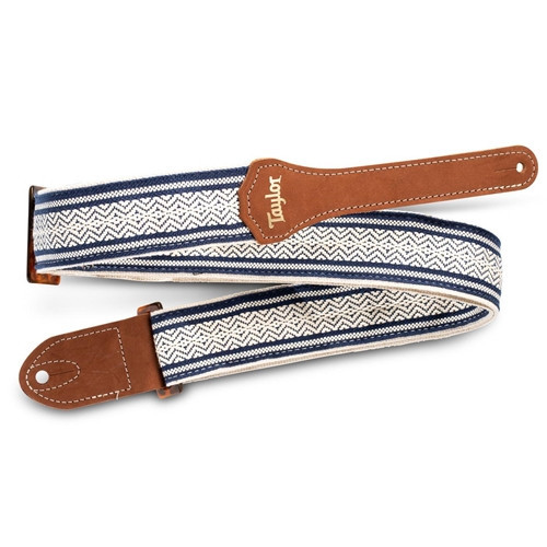 Taylor 2" Academy Jacquard Leather Guitar Strap - White-Blue