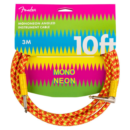 Fender MonoNeon 10' Straight to Right Angle Instrument Cable - Orange