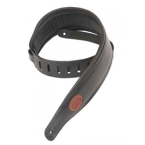 Levy's MSS1-BLK Veg-Tan Leather Guitar Strap - Black