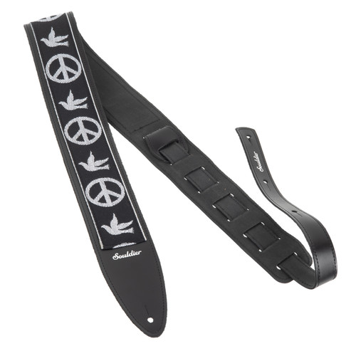 Souldier Torpedo 2.5" Guitar Strap - "Young" Peace Dove Black and White