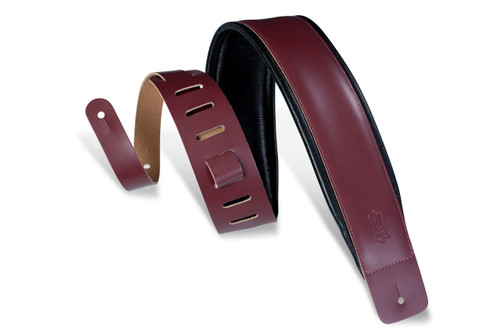 Levy's DM1PD-BRG Leather Guitar Strap 3" Padded Burgundy