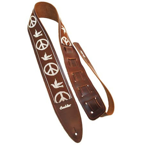 Souldier Torpedo 2.5" Guitar Strap - "Young" Peace Dove Brown and White