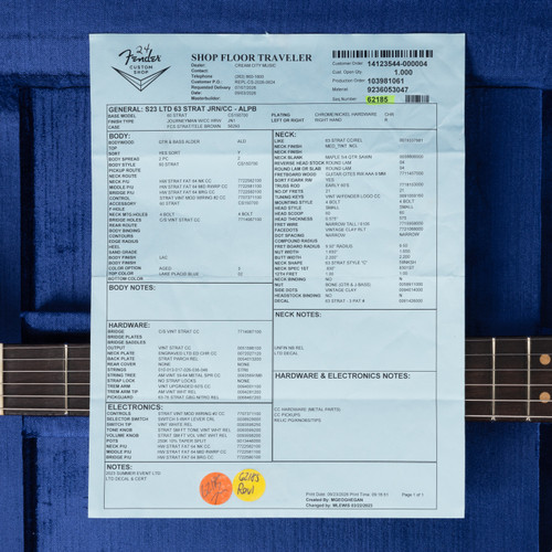 Fender Custom Shop 1963 Stratocaster Journeyman Relic - Aged Lake Placid Blue