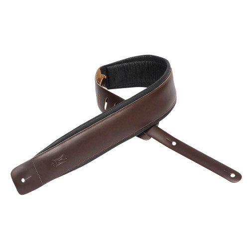 Levy's DM1PD-DBR 3" Padded Garment Leather Guitar Strap in Dark Brown