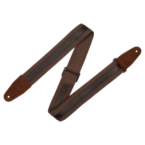 Levy's 2" Cotton and Leather Combo Guitar Strap - Brown and Dark Brown