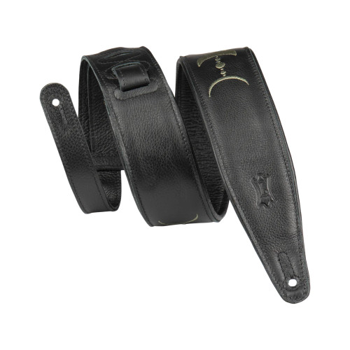 Levy's 2.5" Moon Phases Padded Garment Leather Guitar Strap - Green on Black