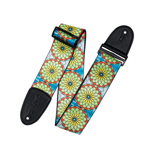 Levy's 3" Stained Glass Pattern Poly Guitar Strap - Spring Bloom