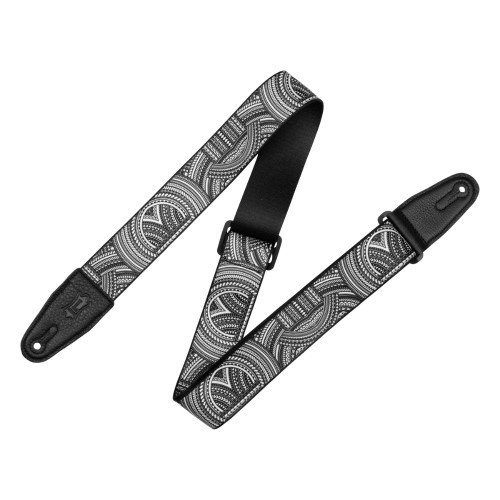 Levy's 2" Tattoo Series Poly Guitar Strap - Black and White Tribal