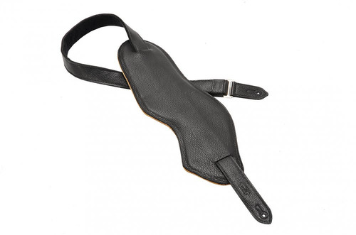Levy's Leather Bass Guitar Strap 1 1/2" with 5" Contoured Pad G.C. Basses Black