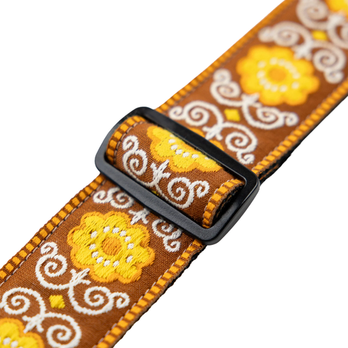 Levy's 2" Original Hootenanny Jacquard Weave Guitar Strap - Yellow Flower Power