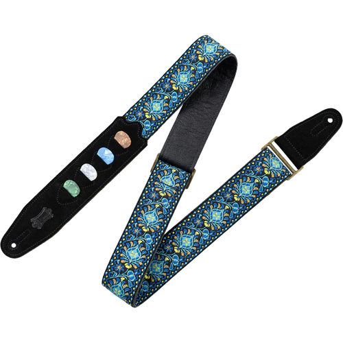 Levy's 2" Vintage Jacquard Hootenanny Guitar Strap with Pickholder - Blue Weave