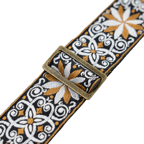 Levy's 2" Vintage Jacquard Hootenanny Guitar Strap with Pickholder - Yellow Weave