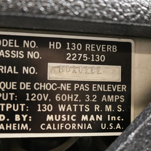 Vintage Music Man HD-130 Reverb 130W Tube Amp Head 1979