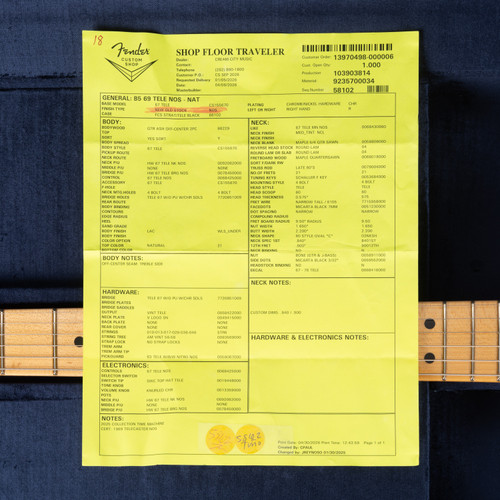 Fender Custom Shop 1969 Telecaster NOS - Natural