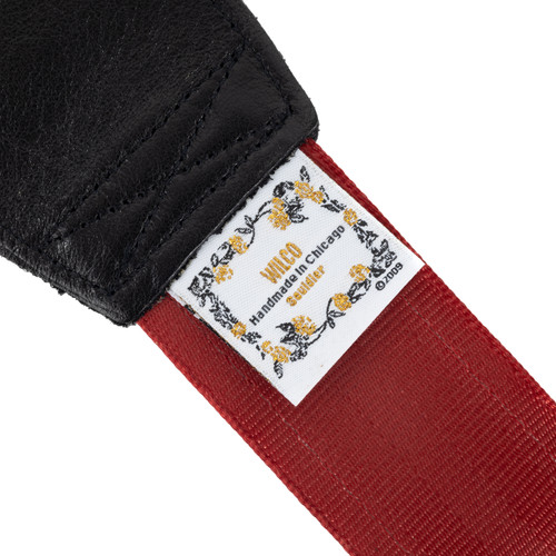 Souldier 2" Guitar Strap - Wilco Signature "Owls" Olive and Red on Dark Red