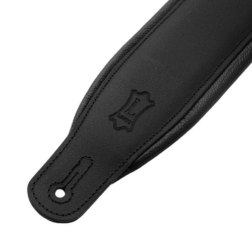 Levy's 3" Top Grain Foam-Wrapped Leather Guitar Strap - Matte Black