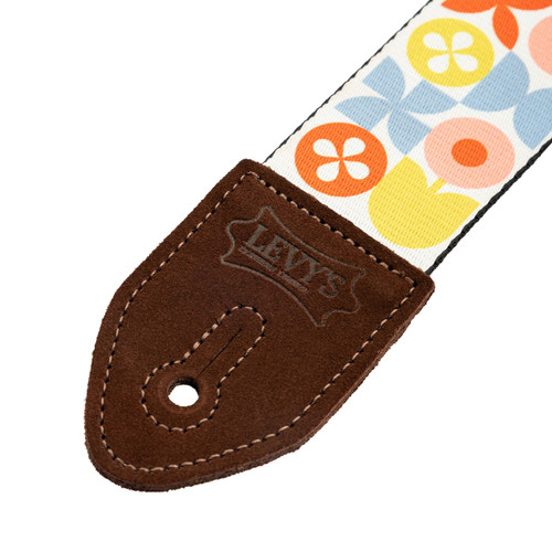 Levy's Mid Century Modern Series Guitar Strap - Pink, Green & Red Retro Flower