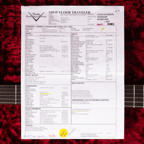 Used Fender Custom Shop Johnny A Signature Stratocaster Sunset Glow Metallic 2022