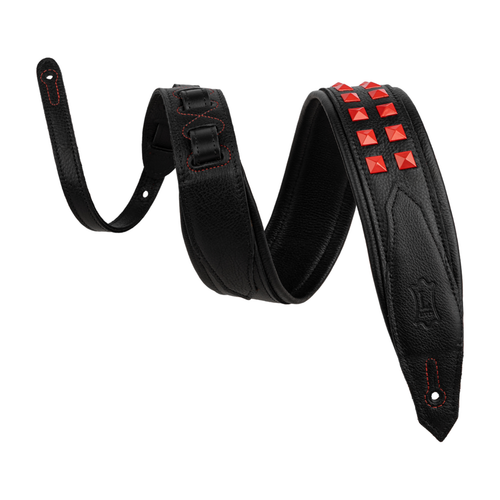Levy's 2.5" Rebel Series Red Studded Garment Leather Strap - Black