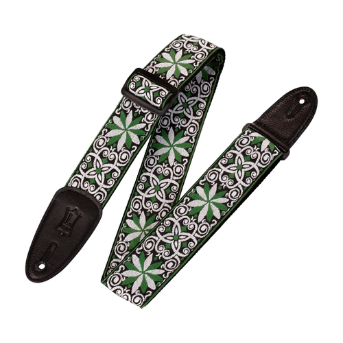 Levy's 2" 60s Hootenanny Jacquard Weave Guitar Strap - Green Flower