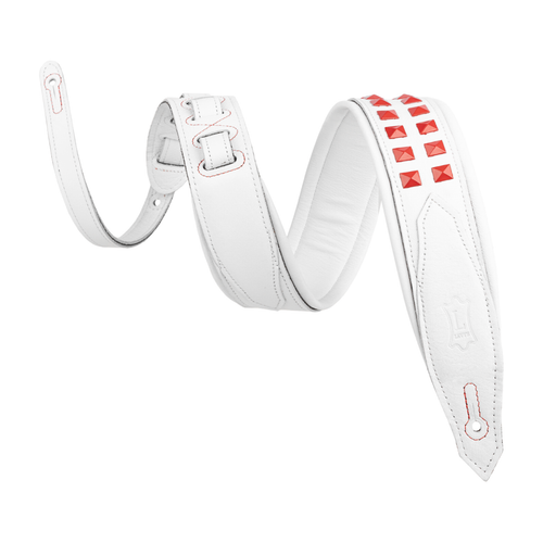 Levy's 2.5" Rebel Series Red Studded Garment Leather Strap - White