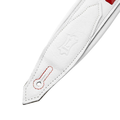Levy's 2.5" Rebel Series Red Studded Garment Leather Strap - White