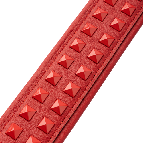 Levy's 2.5" Rebel Series Red Studded Garment Leather Strap - Red