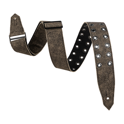 Levy's 2" Rebel Series Distressed Garment Leather Eyelet Strap - Black