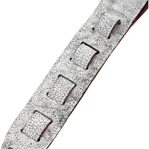 Levy's 2.5" Rebel Series Silver Studded Strap Garment Leather - Cracked White
