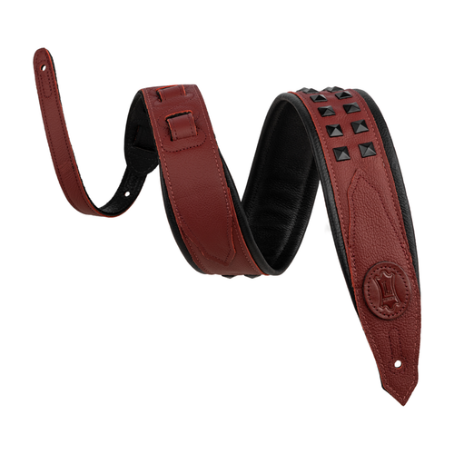 Levy's 2.5" Rebel Series Black Studded Strap Garment Leather - Burgundy