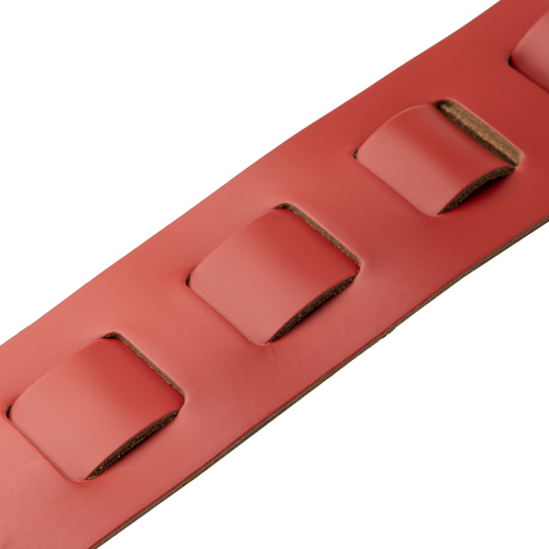 Levy's 3" Amped Series Top Grain Leather Guitar Strap - Red and White