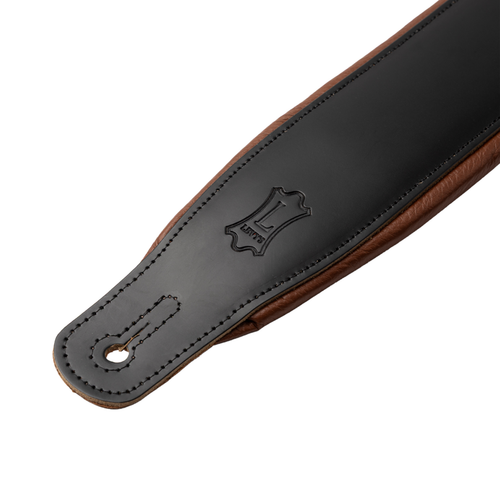 Levy's 3" Top Grain Foam-Wrapped Leather Acoustic Guitar Strap - Black and Tan