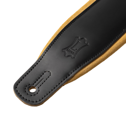 Levy's 3" Amped Series Top Grain Leather Guitar Strap - Black and Tan