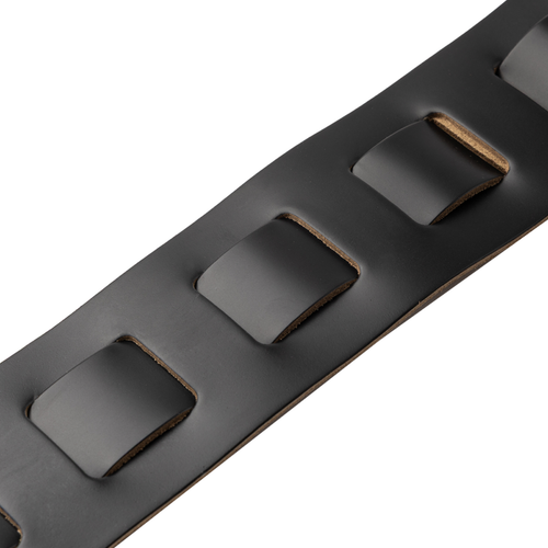 Levy's 3" Amped Series Top Grain Leather Guitar Strap - Black and Tan