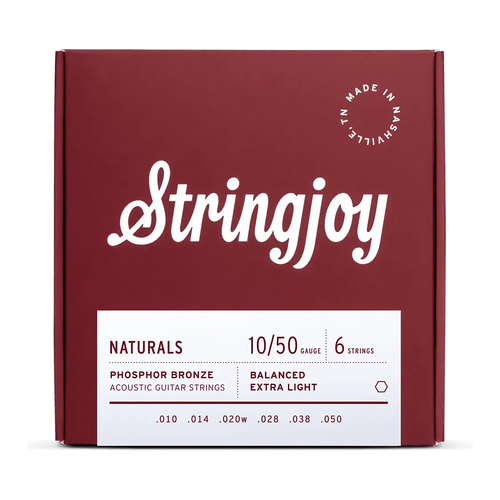 Stringjoy Extra Light Naturals Acoustic Guitar Strings Phosphor Bronze - 10-50