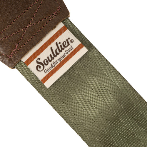 Souldier "Rustic" 2" Guitar Strap in Charcoal & Gold with Olive Ends