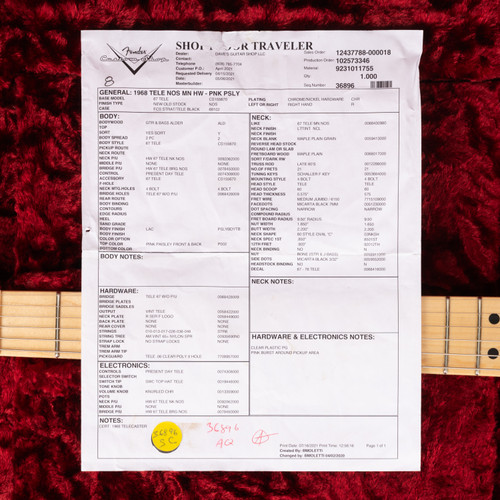 Used Fender Custom Shop 1968 Telecaster NOS Pink Paisley 2021
