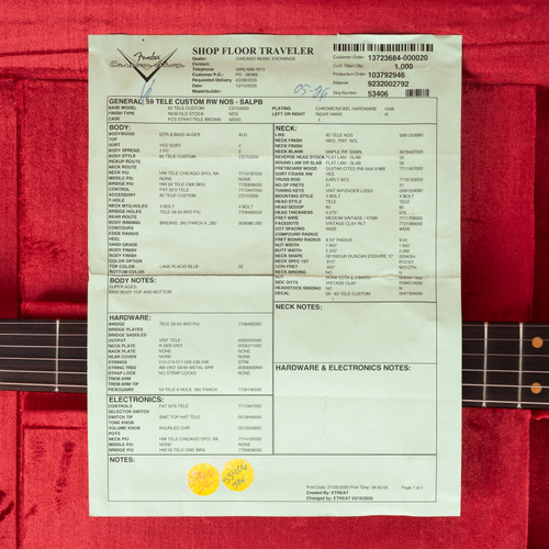 Used Fender Custom Shop 1959 Telecaster Custom NOS Lake Placid Blue 2026
