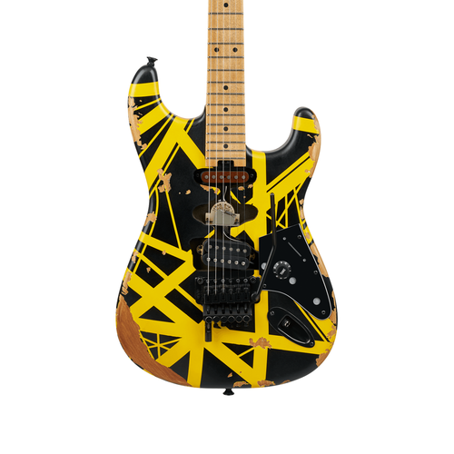 EVH Striped Series Frankenstein Frankie Limited Edition - Aged Black and Yellow