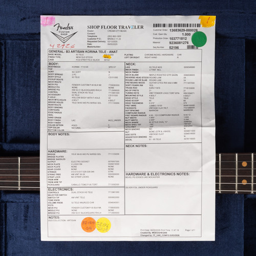 Fender Custom Shop Artisan Korina Telecaster - Aged Natural